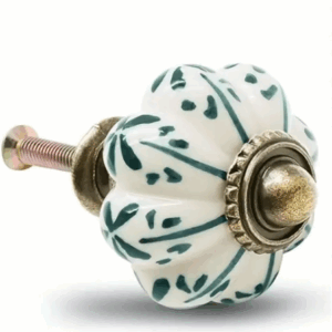 Poignée de meuble porcelaine blanc et vert