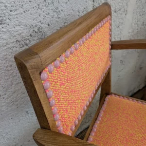 Paire de fauteuils vintage restaurés – tissu haut de gamme ÉLITIS – pièces uniques